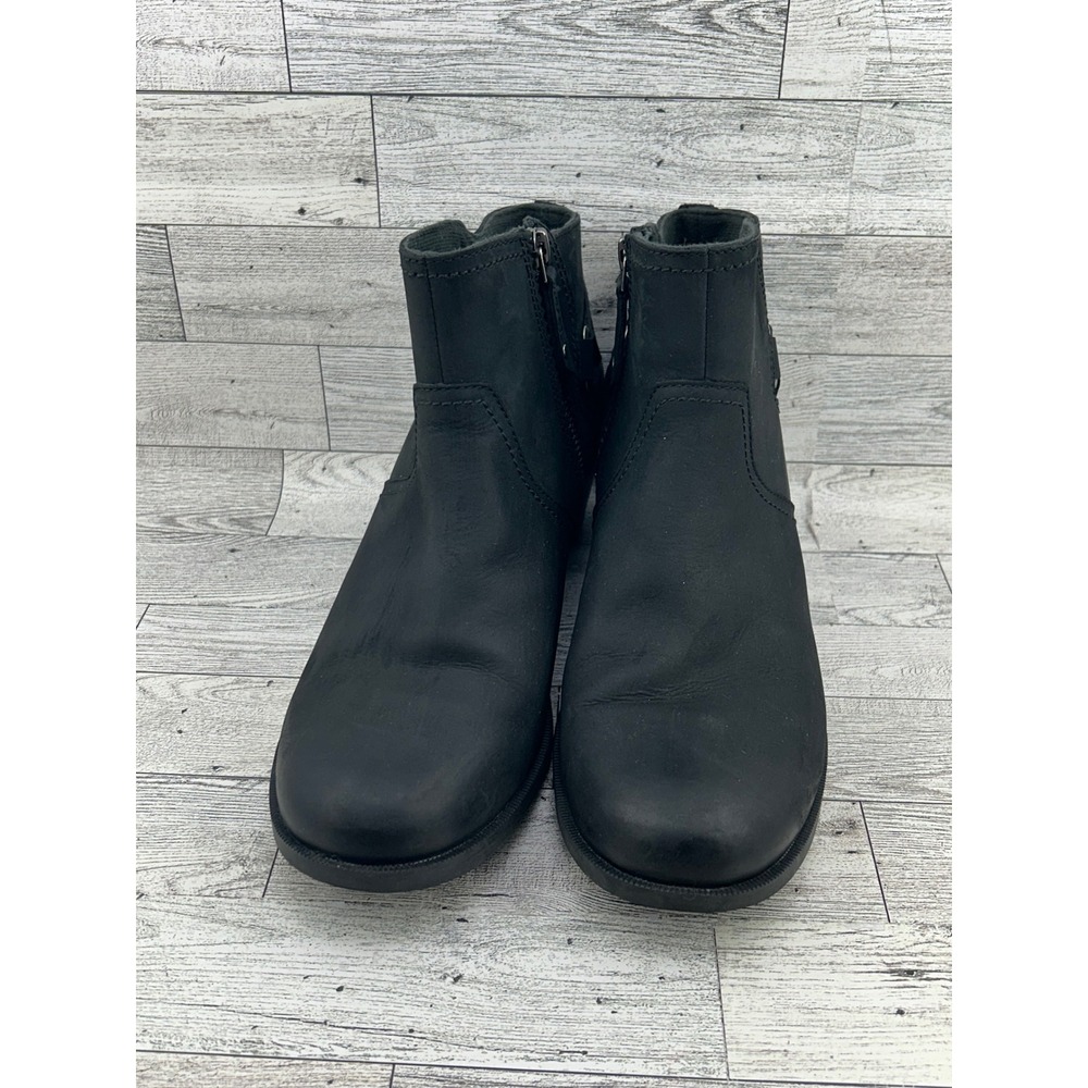 Teva Black Leather Side Zip Ankle Boots‎ Womens Size 10